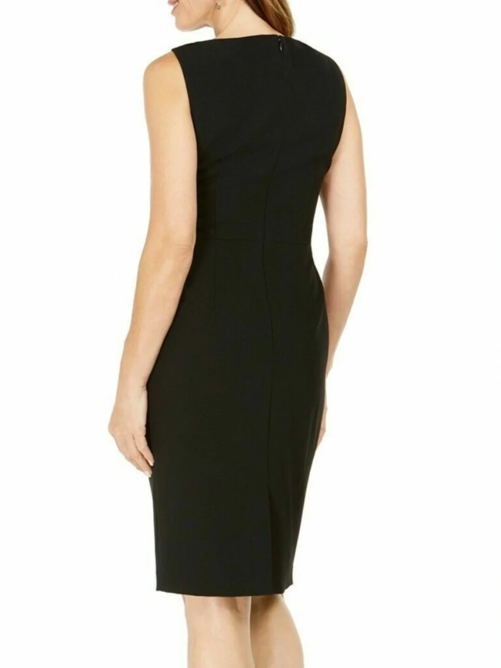 Calvin Klein Zip Front Sleeveless Sheath Dress - Black Size 6 - Picture 3 of 11